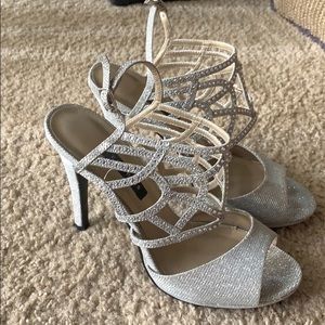 Silver diamond shoes